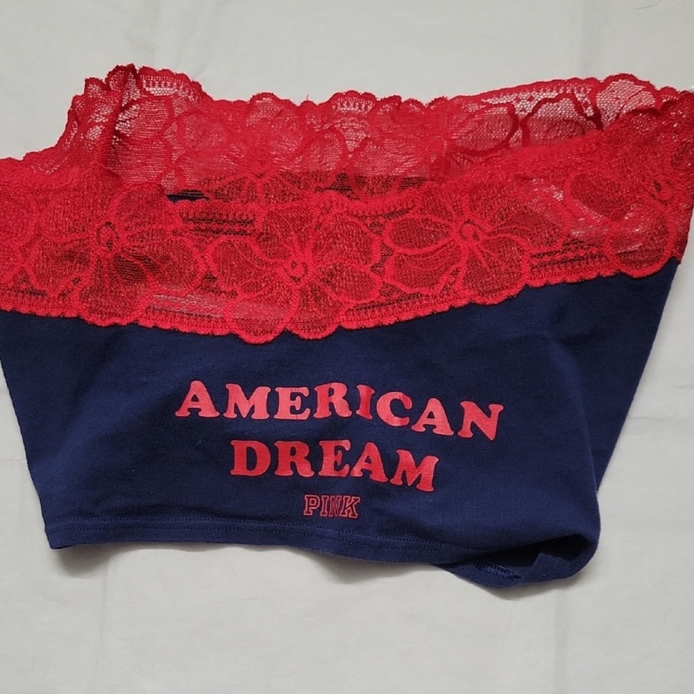 New Victoria’s Secret PINK Blue Lace Waist Low Rise Boyshort Panties Medium M